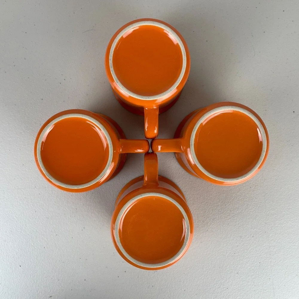 Bulleit Frontier Whiskey Mugs Cups Set of 4 Ceramic Orange Distillery Liquor